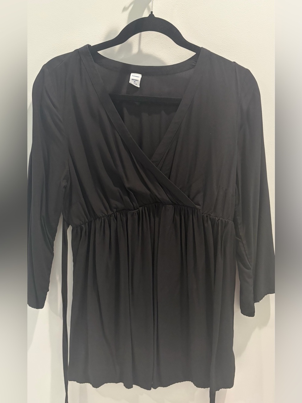 Women's Black Wrap-Front Top - Maternity Old Navy